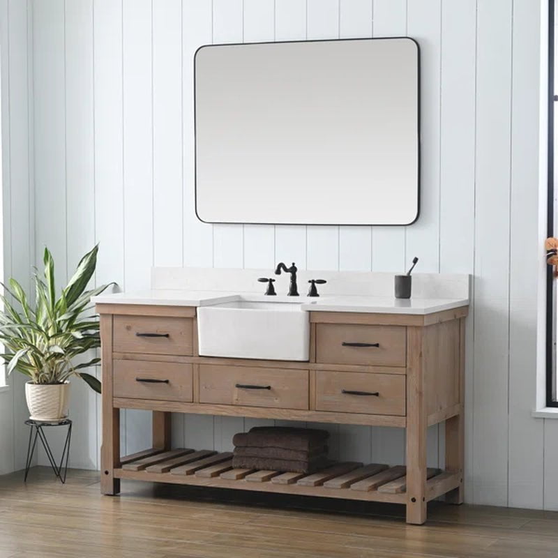 Mexborough 60'' Free-Standing Single Bathroom Vanity with Engineered Stone Vanity Top