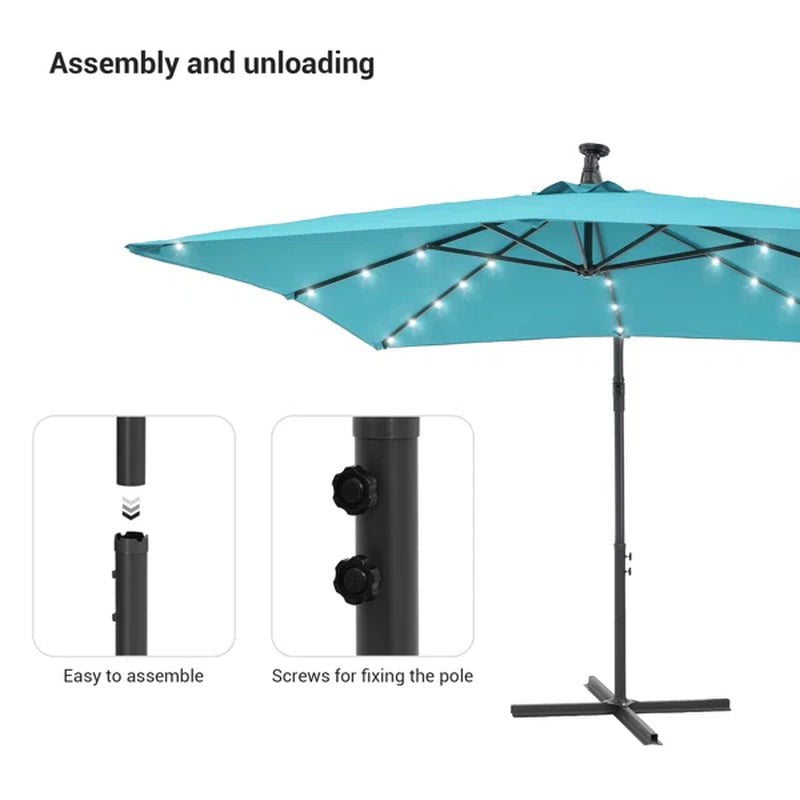 Laurennicole 98.4'' Square Lighted Cantilever Umbrella
