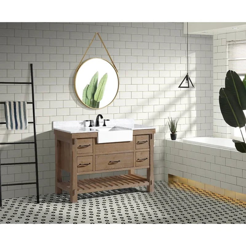Giuliana 48'' Free-Standing Single Bathroom Vanity with Carrara Marble Vanity Top