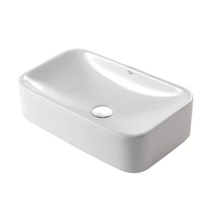Ceramic 11.84'' Glass Rectangular Vessel Bathroom Sink