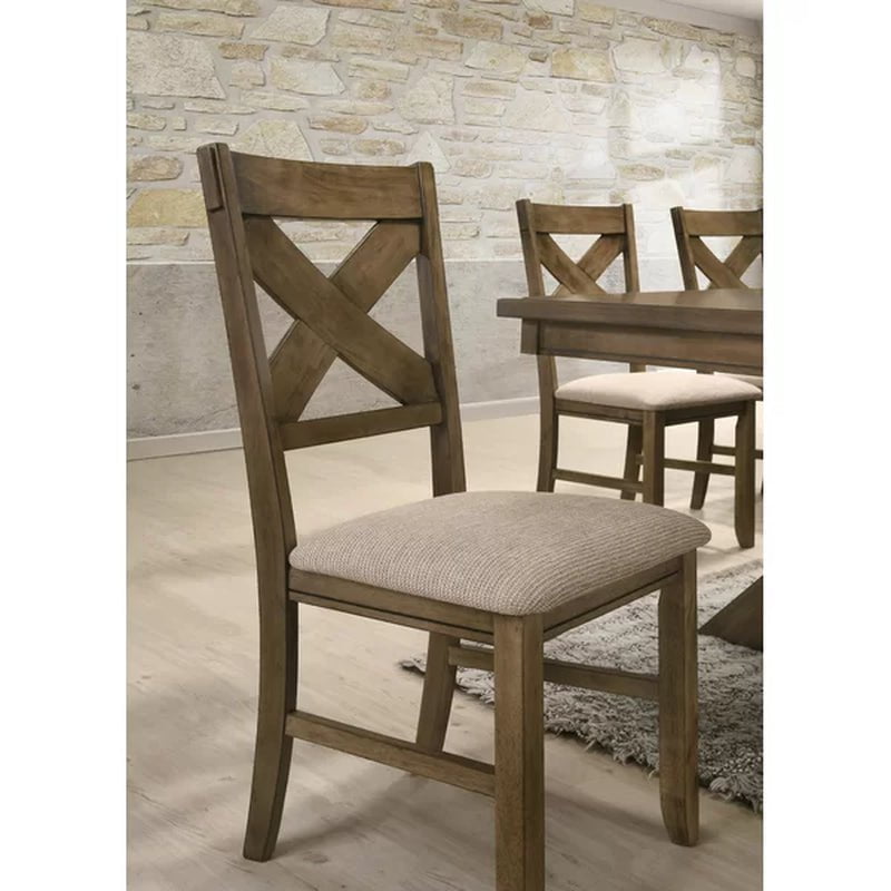 Poe Cross Back Side Chair in Glazed Pine Brown