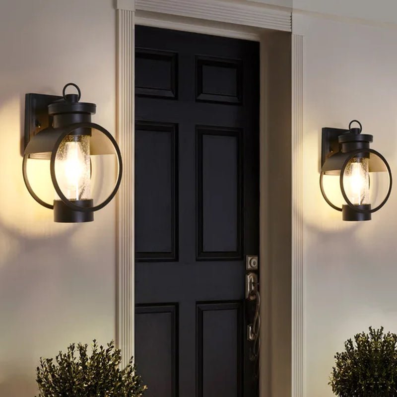 Black 1 - Bulb 11.8'' H Glass Outdoor Wall Lantern with Dusk to Dawn