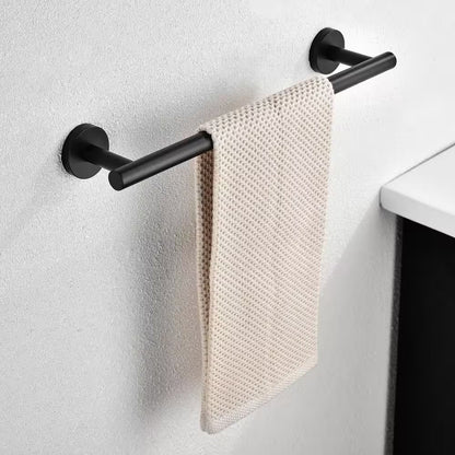 Modern 6-Pieces Bath Hardware Set with Towel Rail*2 Paper Towel Rack*1 Towel Ring*1 Hook*2 in Matte Black