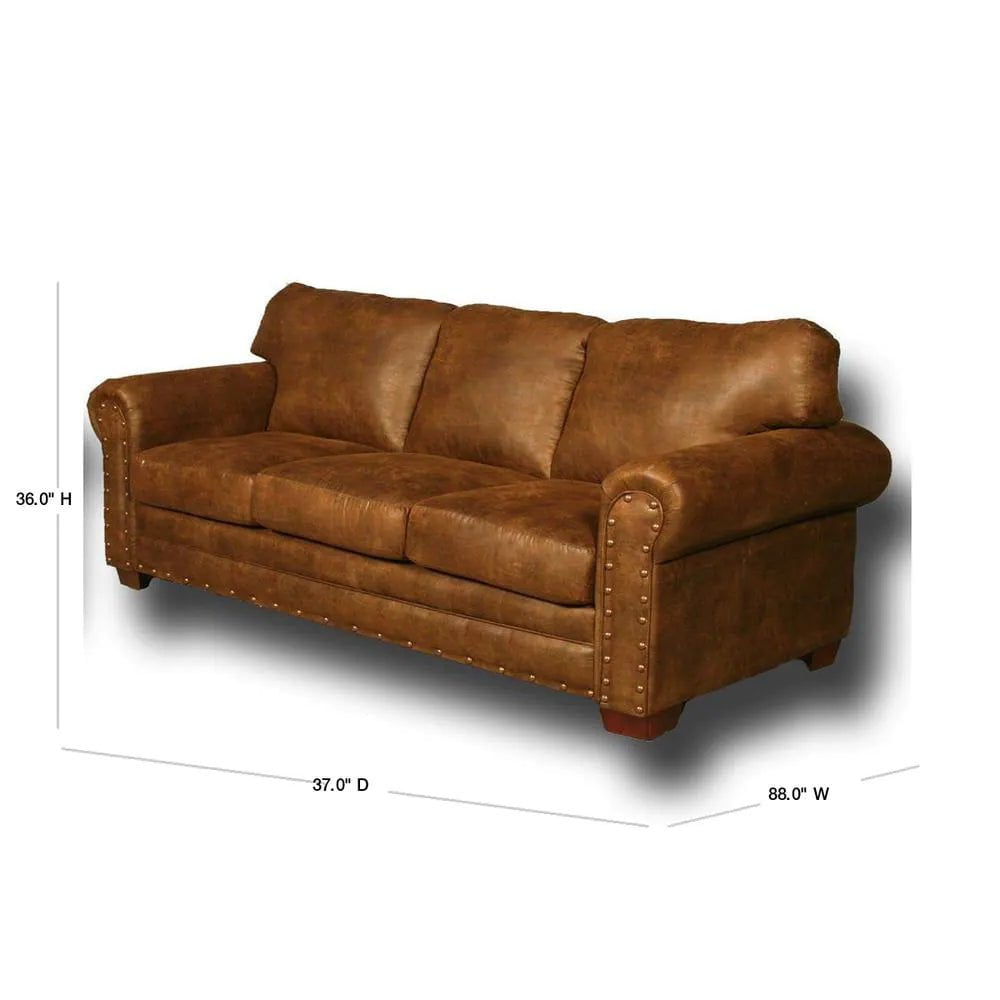 Buckskin 88 In. Brown Pinto Microfiber 3-Seater English Rolled Arm Sofa with Removable Cushions