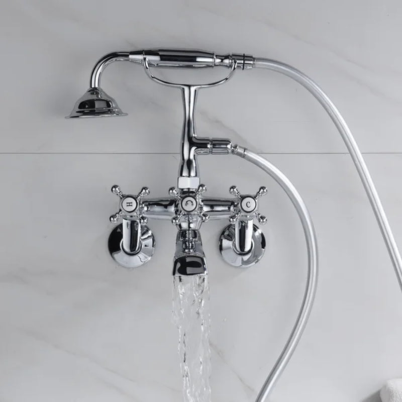 Triple Handle Wall Mounted Clawfoot Tub Faucet