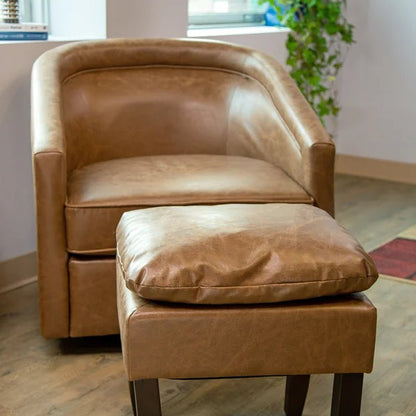 Kiersten Upholstered Swivel Barrel Chair