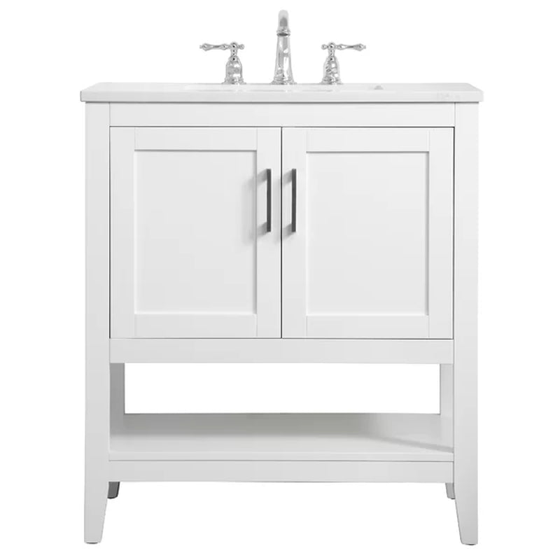 Trieste 29.87'' Free-Standing Single Bathroom Vanity with Quartz Vanity Top