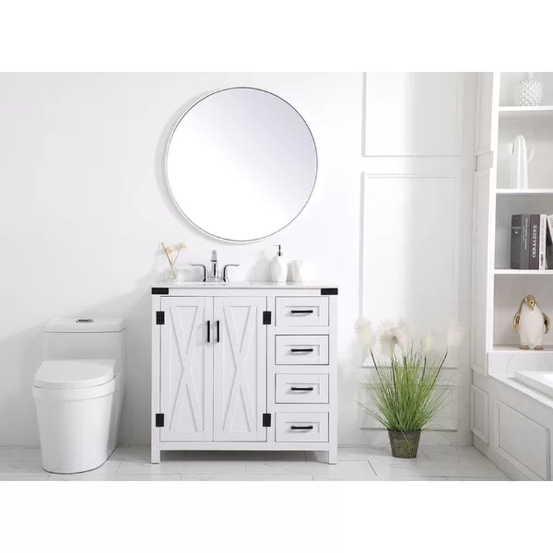 Williamston 36'' Free-Standing Single Bathroom Vanity with Engineering Stone Vanity Top