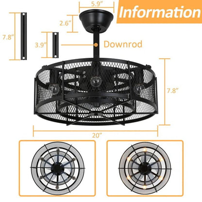 Sasheen 19.6'' 5 - Blade Caged Ceiling Fan with Remote Control