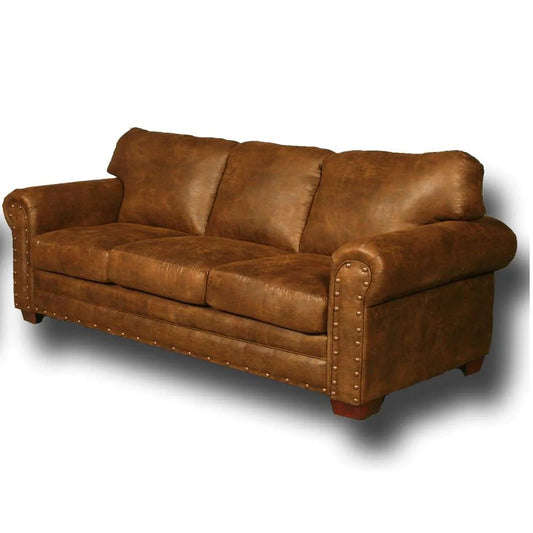 Buckskin 88 In. Brown Pinto Microfiber 3-Seater English Rolled Arm Sofa with Removable Cushions