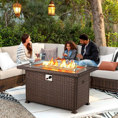 Sarfaraz 24.6'' H X 43.7'' W Aluminum Propane Outdoor Fire Pit Table with Lid