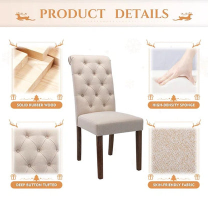 Bookout Tufted Upholstered Fabric Dining Side Chairs with Solid Wood Legs and Padded Seat