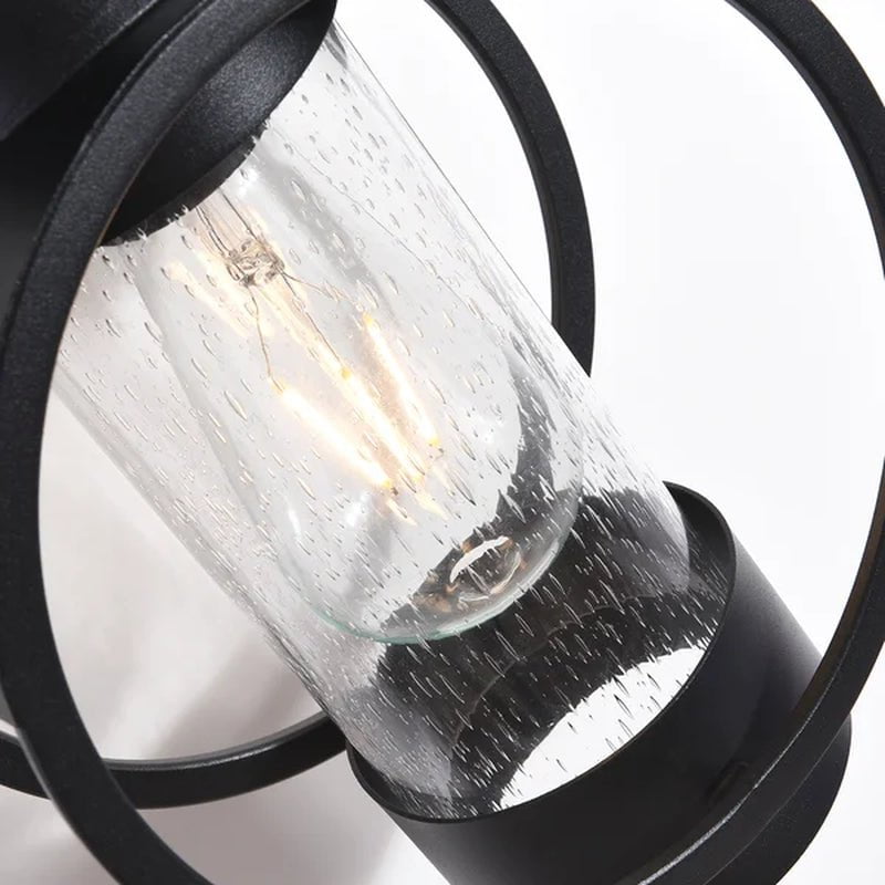 Black 1 - Bulb 11.8'' H Glass Outdoor Wall Lantern with Dusk to Dawn