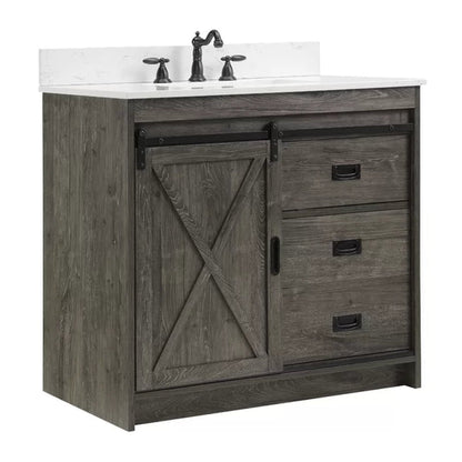 Jillian 36'' Free-Standing Single Bathroom Vanity with Engineered Stone Vanity Top