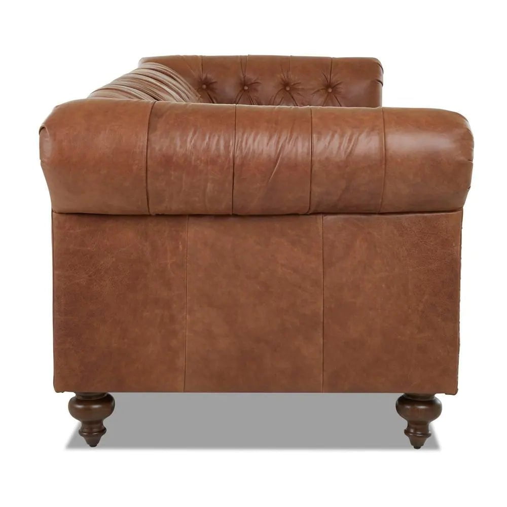 Blakely 95 In. Arena Vintage Brown Leather 3 - Seater Chesterfield Sofa with Removable Cushions