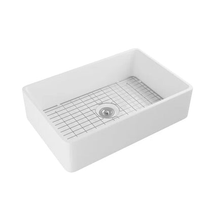 Feast 33" L X 20" W Farmhouse Kitchen Sink with Sink Grid and Basket Strainer