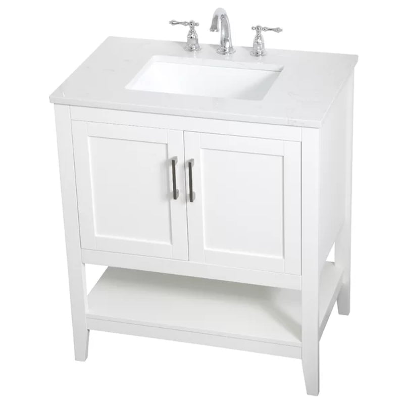 Trieste 29.87'' Free-Standing Single Bathroom Vanity with Quartz Vanity Top