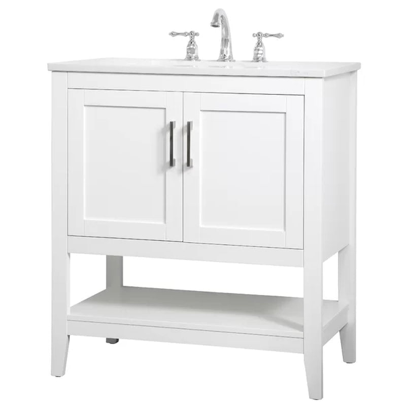 Trieste 29.87'' Free-Standing Single Bathroom Vanity with Quartz Vanity Top