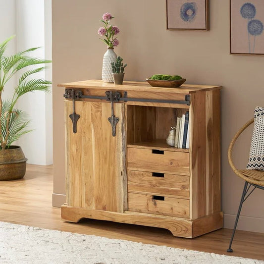 Laymon 35'' Tall Solid Wood 1 - Door Accent Cabinet