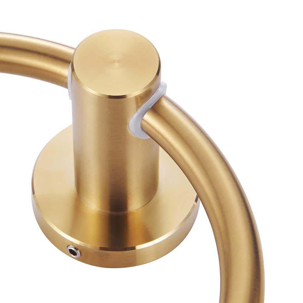 Modern 6-Pieces Bath Hardware Set with Towel Rail, 2-Paper Towel Rack, 1-Towel Ring, 1-Hook, 2 in Brushed Gold