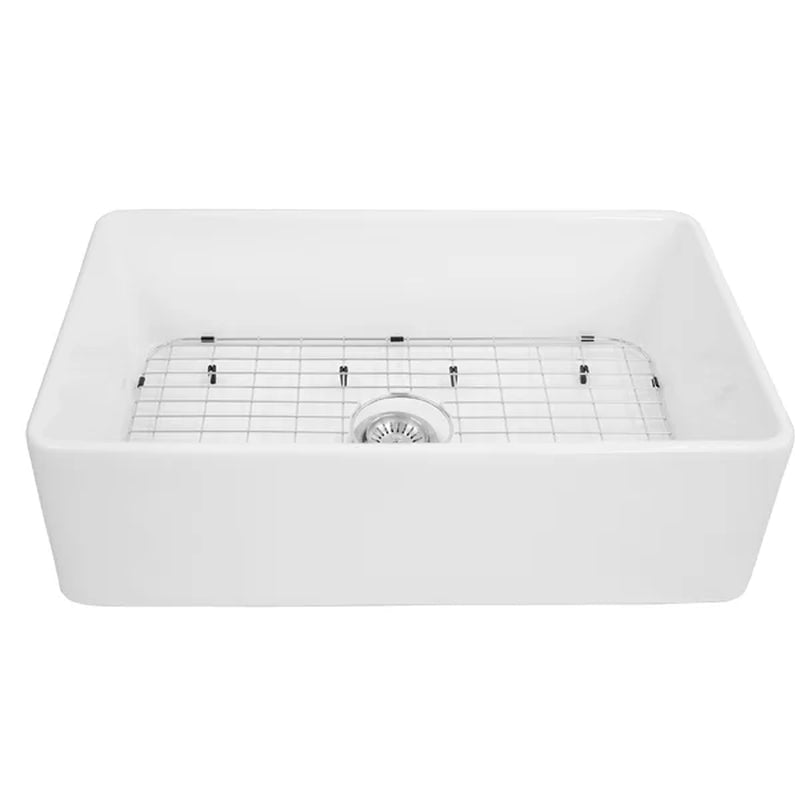 Edgware 33'' W Single Bowl Fireclay Farmhouse Kitchen Sink with 1 Faucet Hole