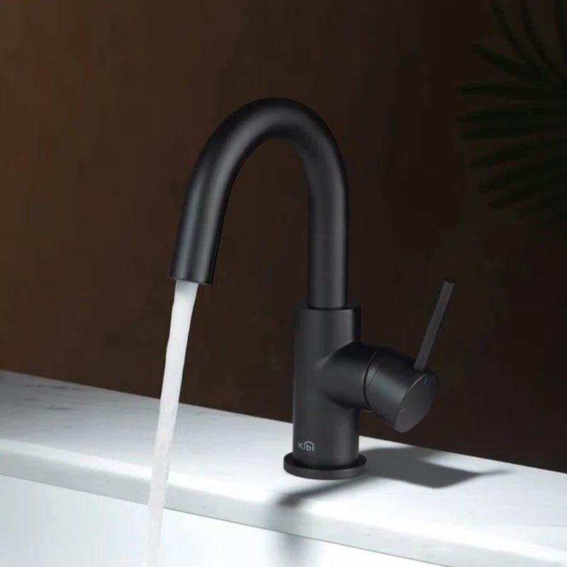Circular Single Hole Bathroom Faucet with Drain Assembly