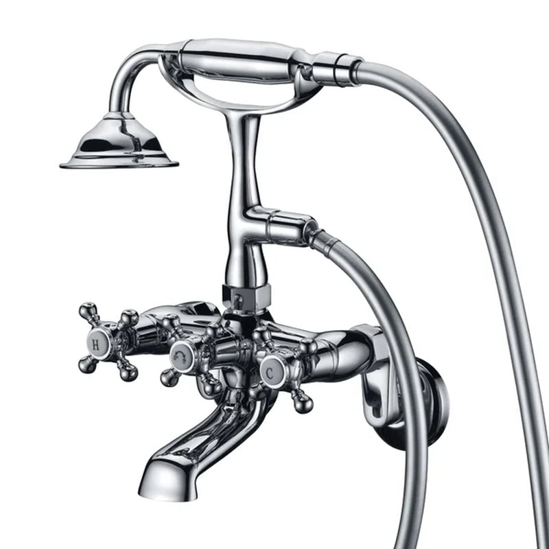 Triple Handle Wall Mounted Clawfoot Tub Faucet