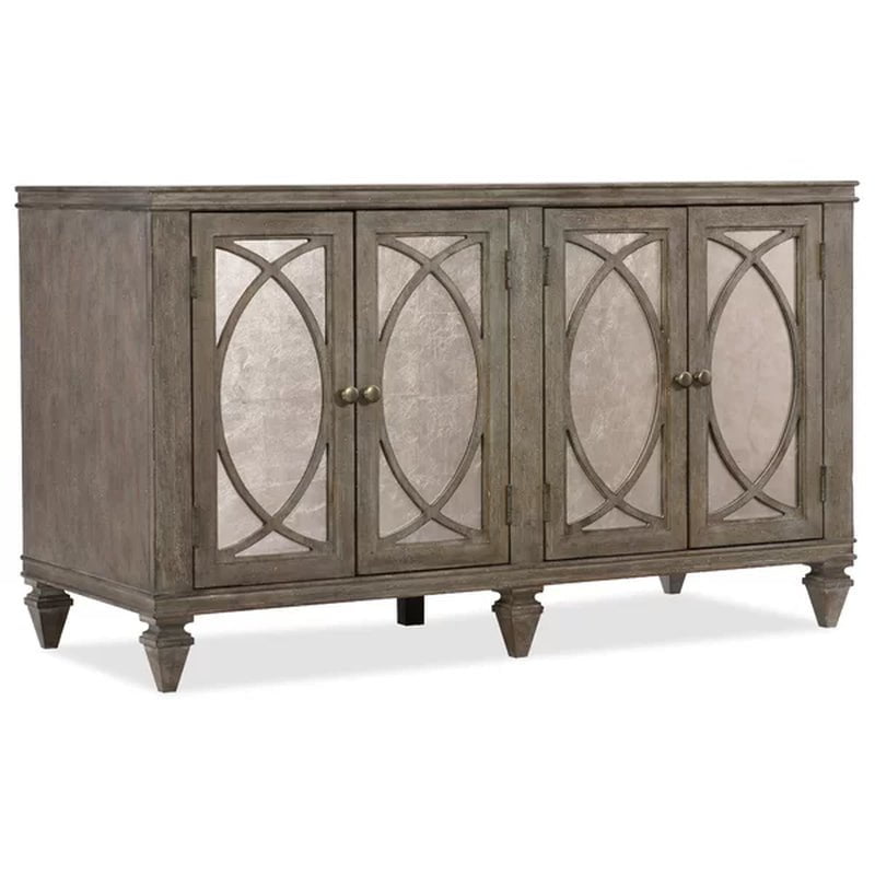 Rustic Glam 52'' Wide 2 Drawer Rubberwood Solid Wood Credenza