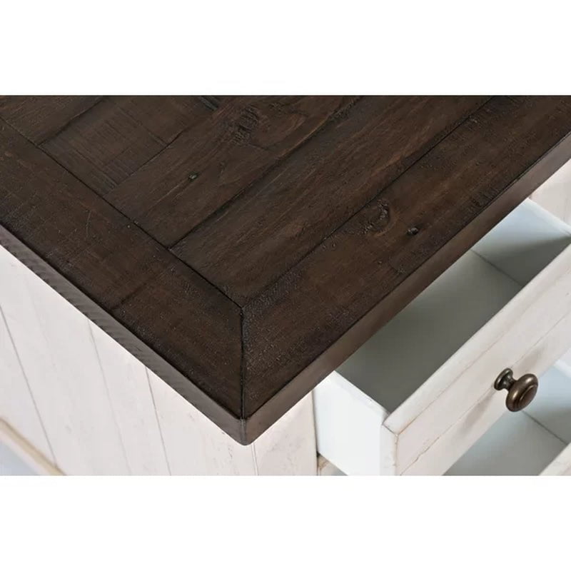 Westhoff 24'' Tall Solid Wood 3 - Drawer End Table and Built-In Outlets