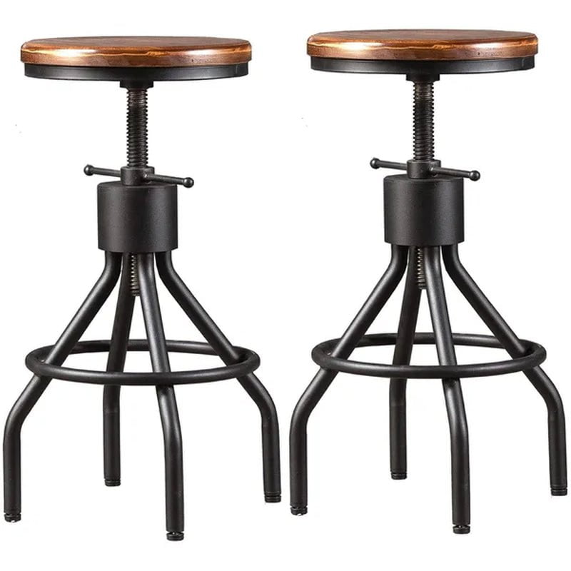 Swivel Solid Wood Adjustable Height Bar Stool