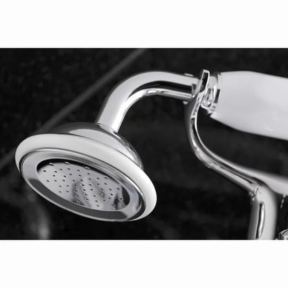 Kingston Triple Handle Wall Mounted Clawfoot Tub Faucet Trim with Diverter and Handshower