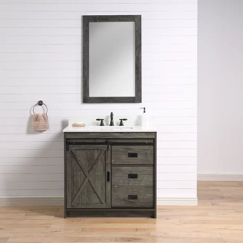 Jillian 36'' Free-Standing Single Bathroom Vanity with Engineered Stone Vanity Top