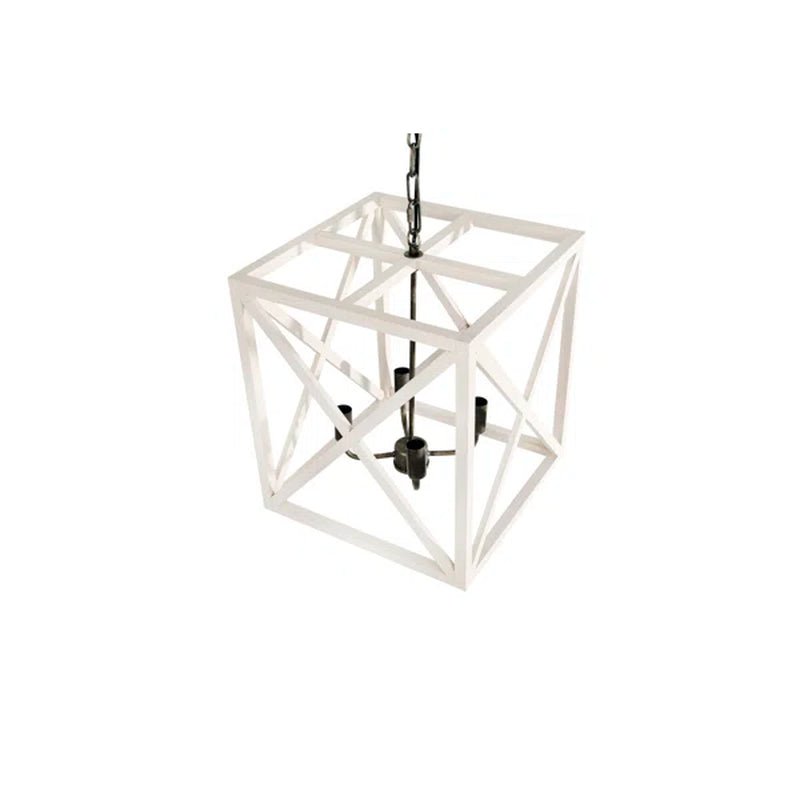 Sabrina 4 - Light Wood Lantern Geometric Chandelier