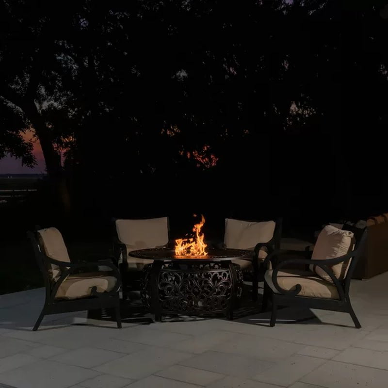Slattery 24.6'' H X 48'' W Aluminum Propane Outdoor Fire Pit Table with Lid