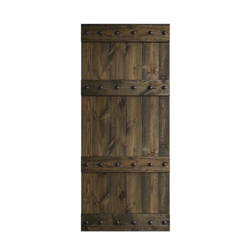 Paneled Wood Castle Series Barn Door with Installation Hardware Kit