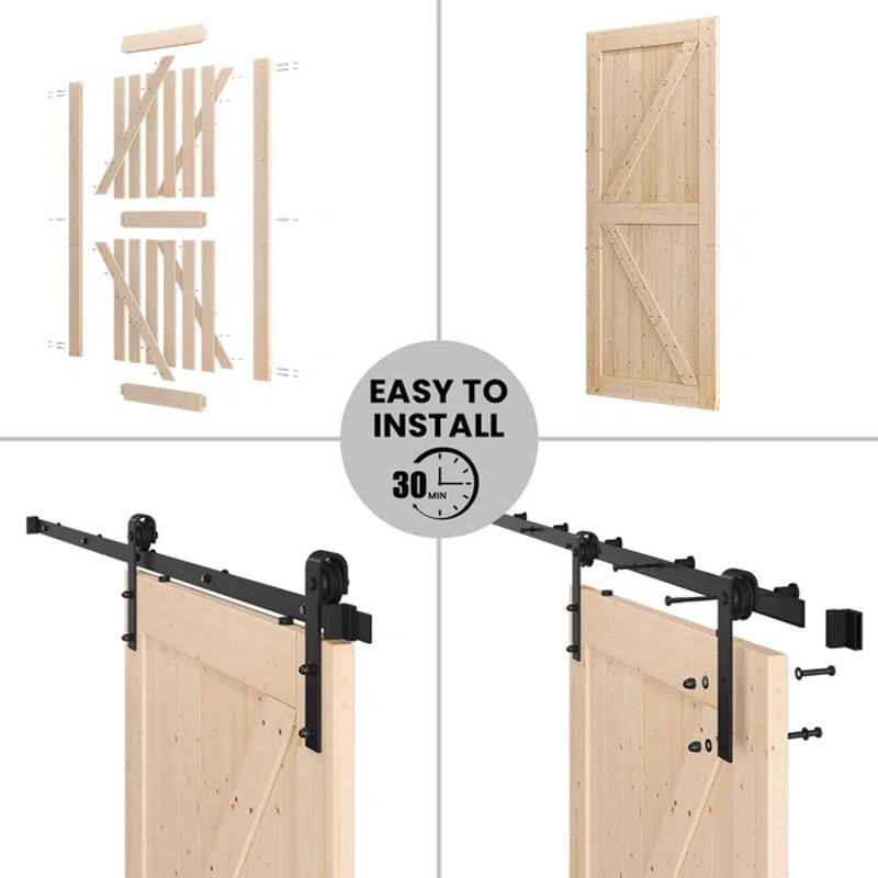 Paneled Wood Sliding Barn Door with Installation Hardware Kit