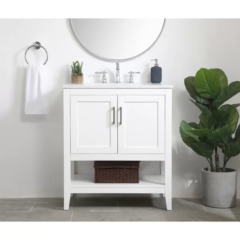 Trieste 29.87'' Free-Standing Single Bathroom Vanity with Quartz Vanity Top