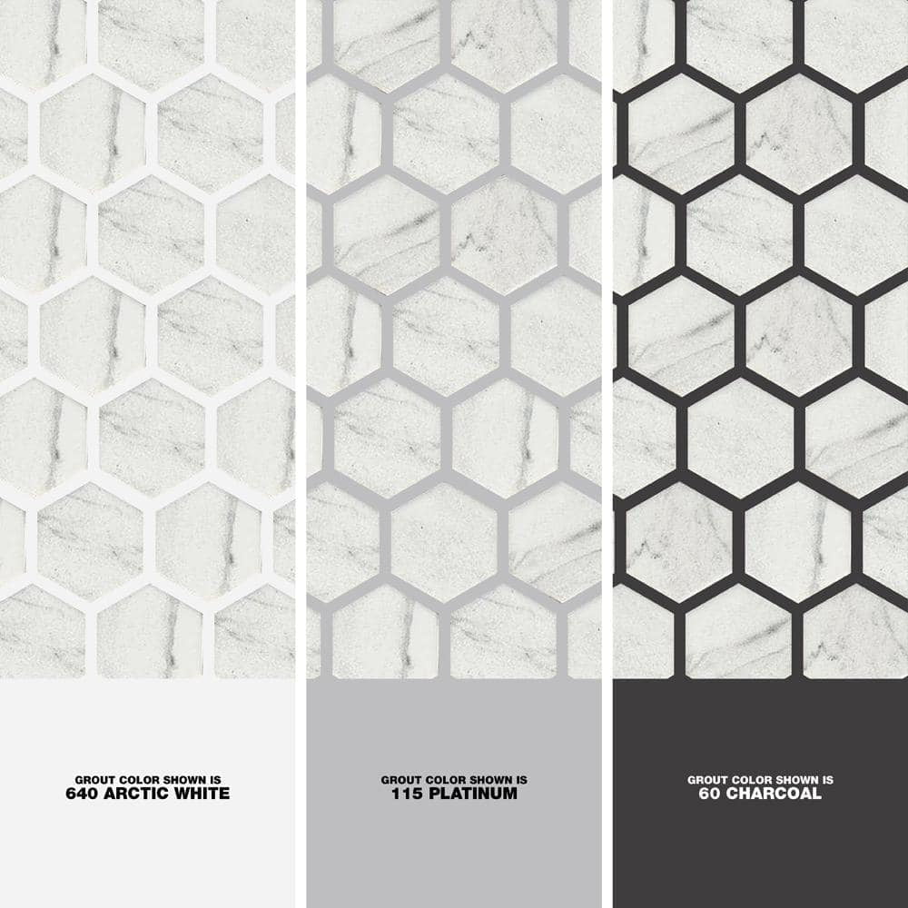 Carrara 10 In. X 12 In. X 6.35 Mm Ceramic Hexagon Mosaic Floor and Wall Tile (0.81 Sq. Ft./Each)