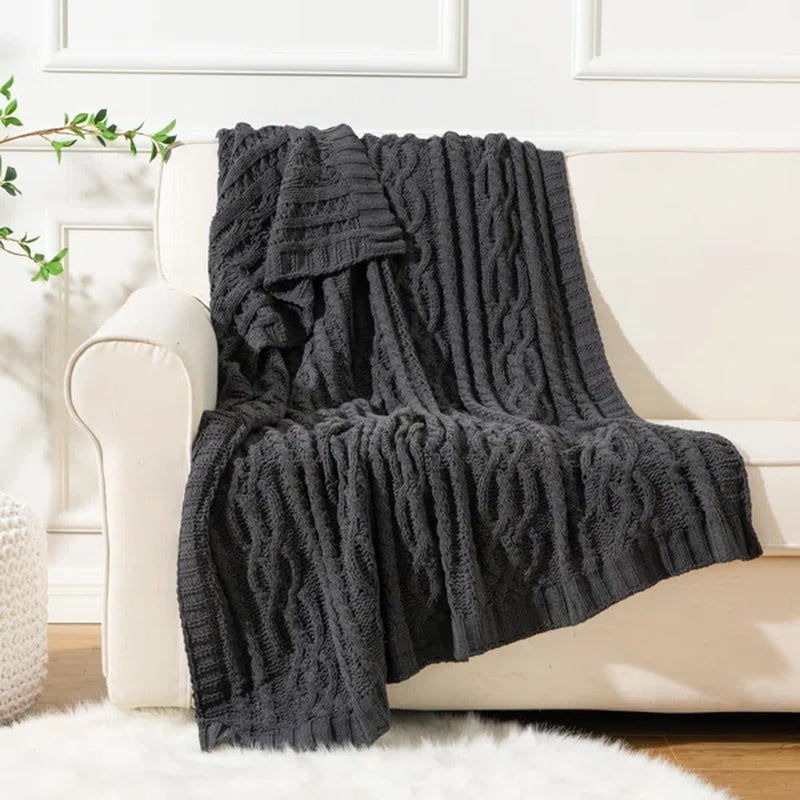 Davey Cable Knit Throw Blanket