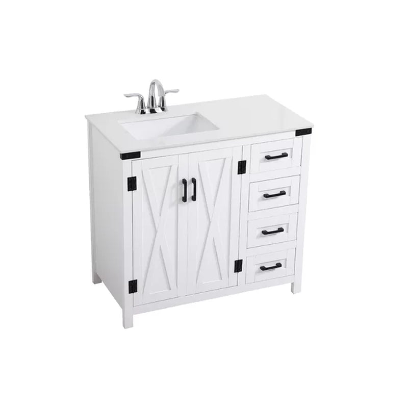 Williamston 36'' Free-Standing Single Bathroom Vanity with Engineering Stone Vanity Top