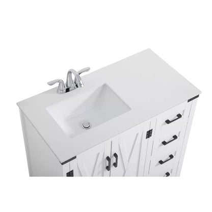 Williamston 36'' Free-Standing Single Bathroom Vanity with Engineering Stone Vanity Top