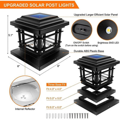 Tannis Black Low Voltage Solar Powered Integrated LED Fence Post Cap Light