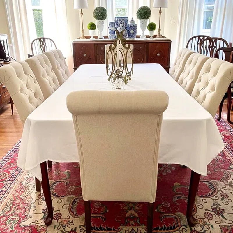 Bookout Tufted Upholstered Fabric Dining Side Chairs with Solid Wood Legs and Padded Seat