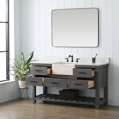 Mexborough 60'' Free-Standing Single Bathroom Vanity with Engineered Stone Vanity Top