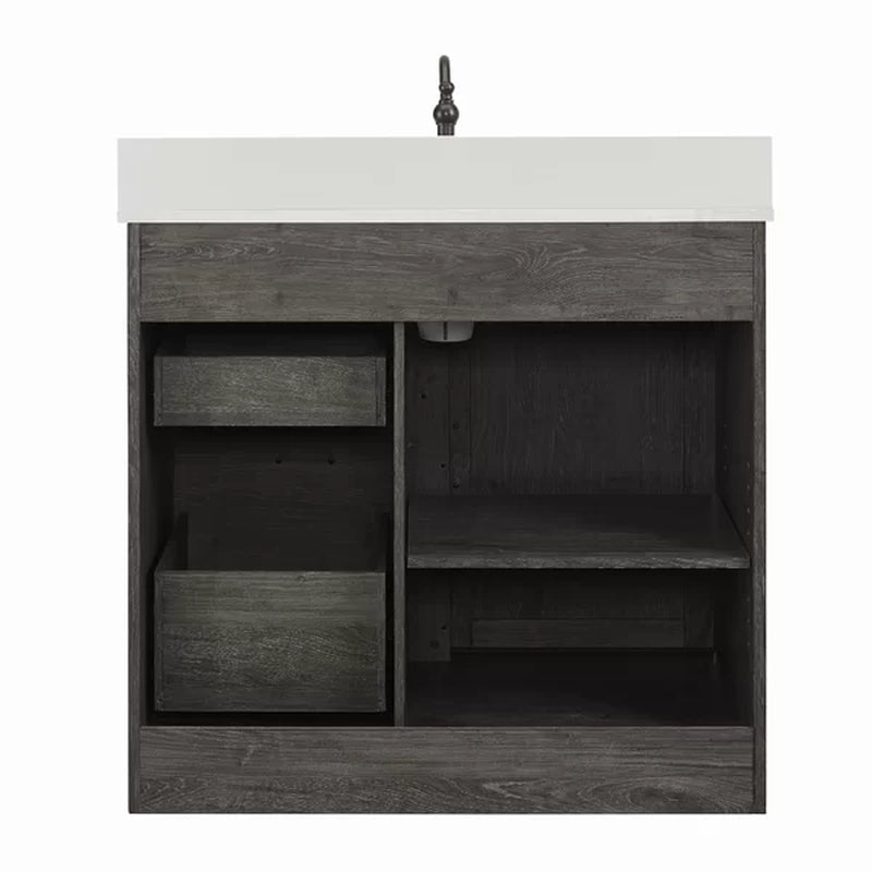 Jillian 36'' Free-Standing Single Bathroom Vanity with Engineered Stone Vanity Top