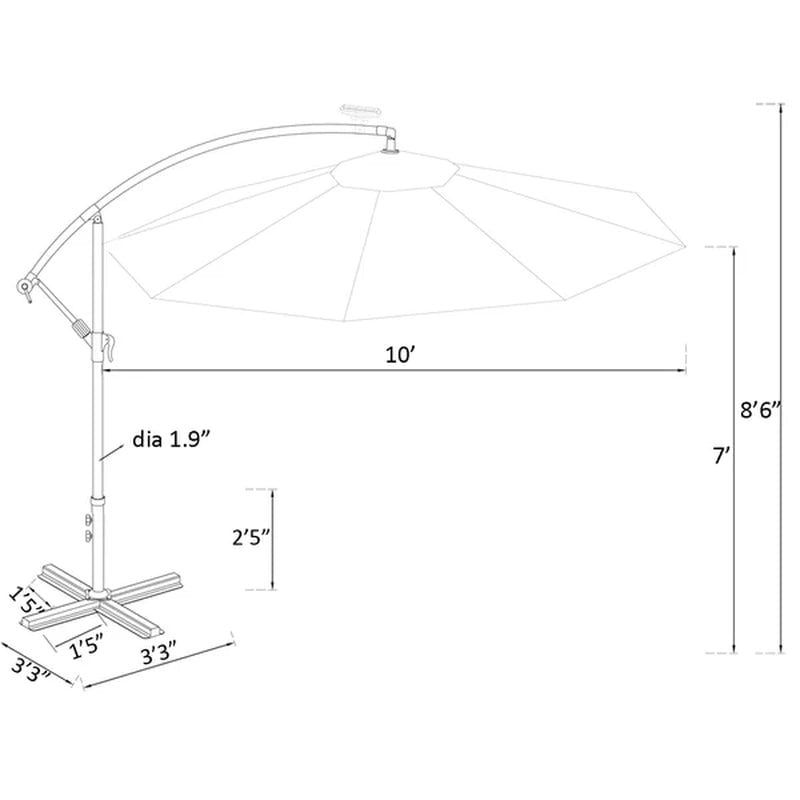 Fritts 120'' Lighted Cantilever Umbrella
