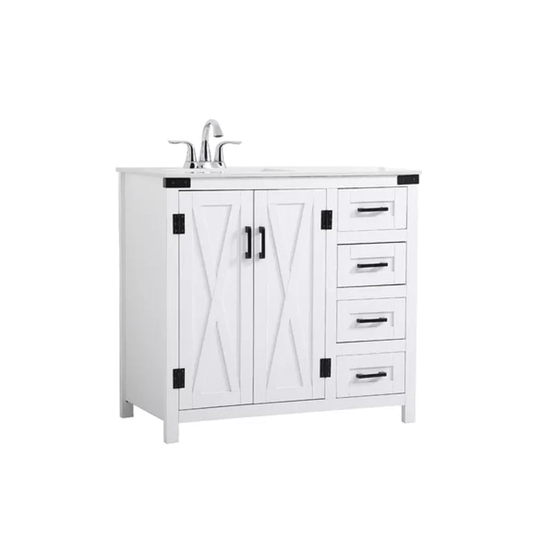 Williamston 36'' Free-Standing Single Bathroom Vanity with Engineering Stone Vanity Top