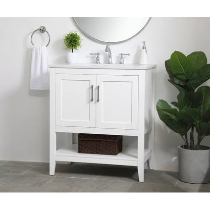 Trieste 29.87'' Free-Standing Single Bathroom Vanity with Quartz Vanity Top