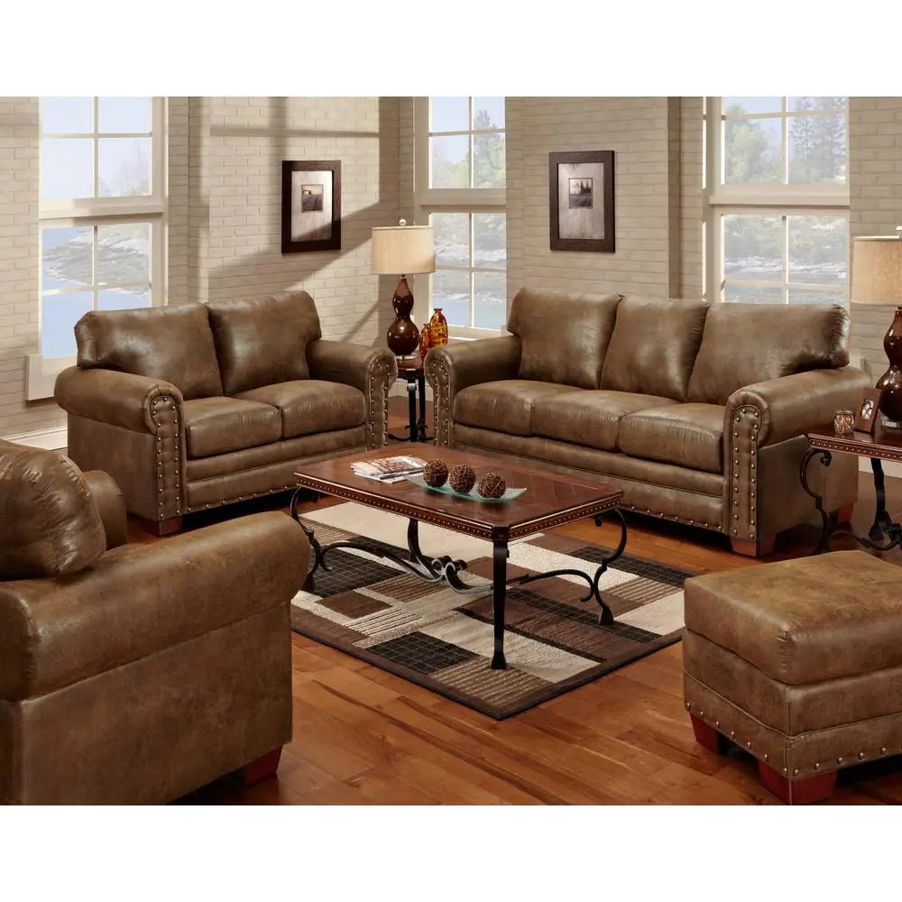 Buckskin 88 In. Brown Pinto Microfiber 3-Seater English Rolled Arm Sofa with Removable Cushions