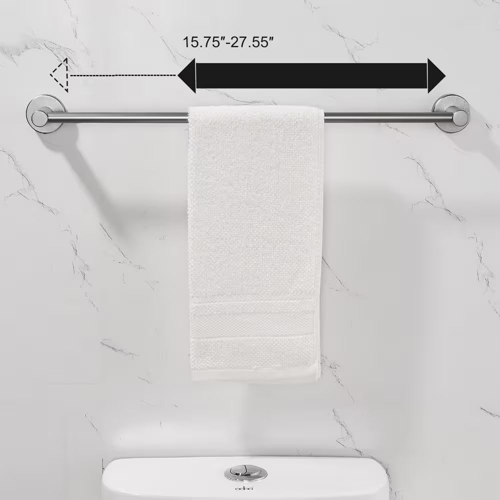 Modern 3-Piece Bath Hardware Set with Retractable Towel Bar*1, Towel Ring*1, Toilet Paper Holder*1 in Gray